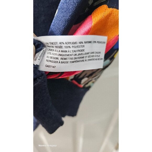 Merona Womens Floral Print Navy Blue Cardigan Sweater XXL Acrylic/Rayon Blend Li - Picture 6 of 7